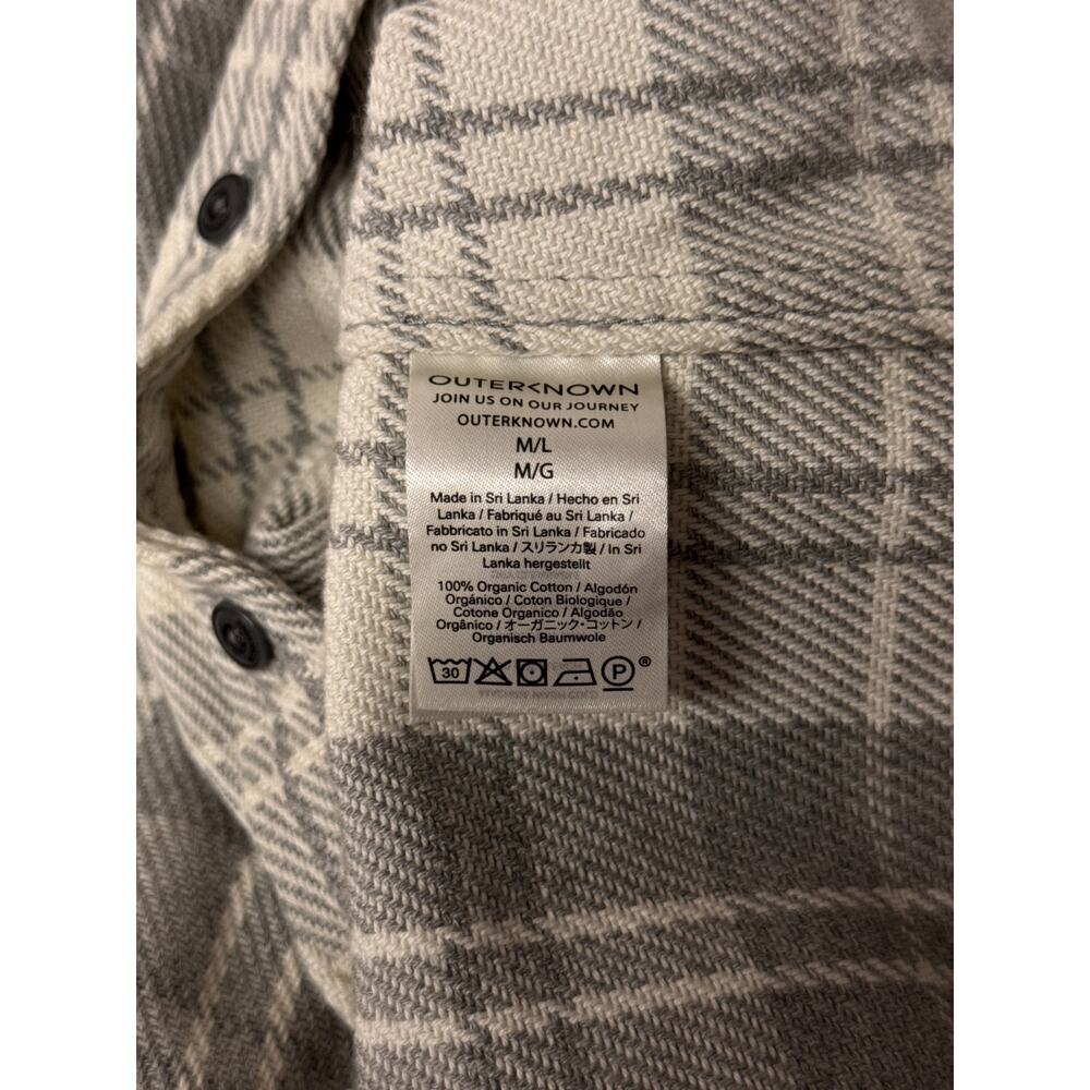 Outerknown Blanket Shirt Medium / Large Womens Heavyweight Flannel Gray Plaid - Picture 8 of 8